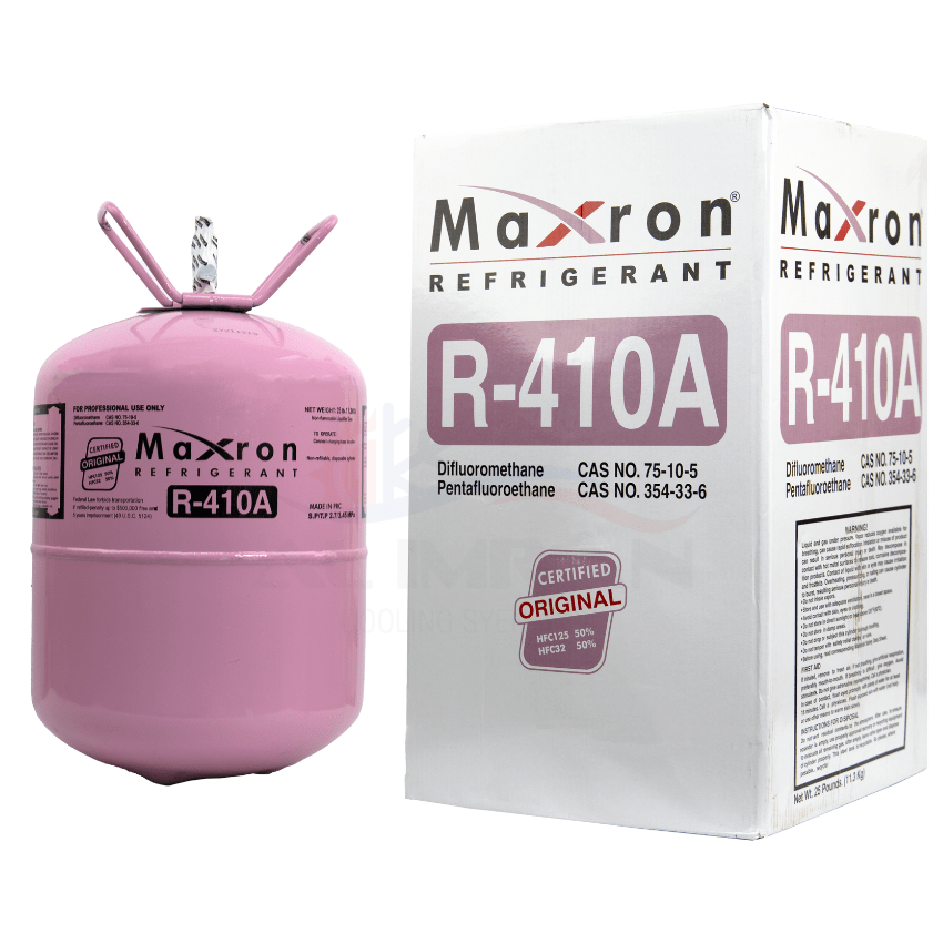 Maxron R410A refrigerant gas cylinder for air conditioning and heat pump systems supplied by Opal Industrial Solutions Ltd