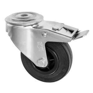 Castor wheel bolt hole swivel with brake for trolley and equipment mobility supplied by Opal Industrial Solutions Ltd in Kenya, Uganda, Tanzania and Ethiopia.