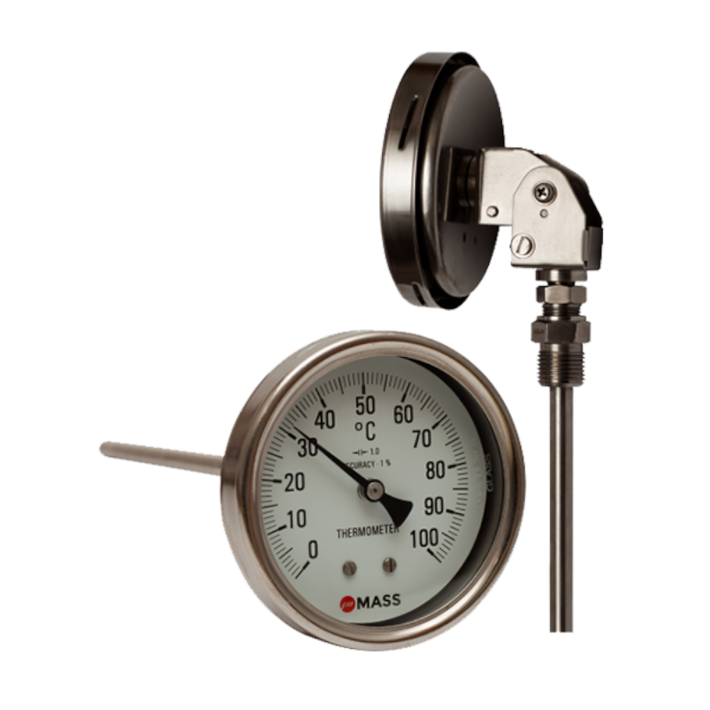 Bimetallic thermometer 63mm dial for industrial and HVAC use from Opal Industrial Solutions