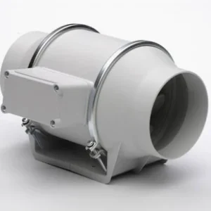 100mm PVC inline duct fan for ventilation and air movement in corrosive environment supplied by Opal Industrial Solutions Ltd in Kenya, Uganda, Tanzania, and Ethiopia.